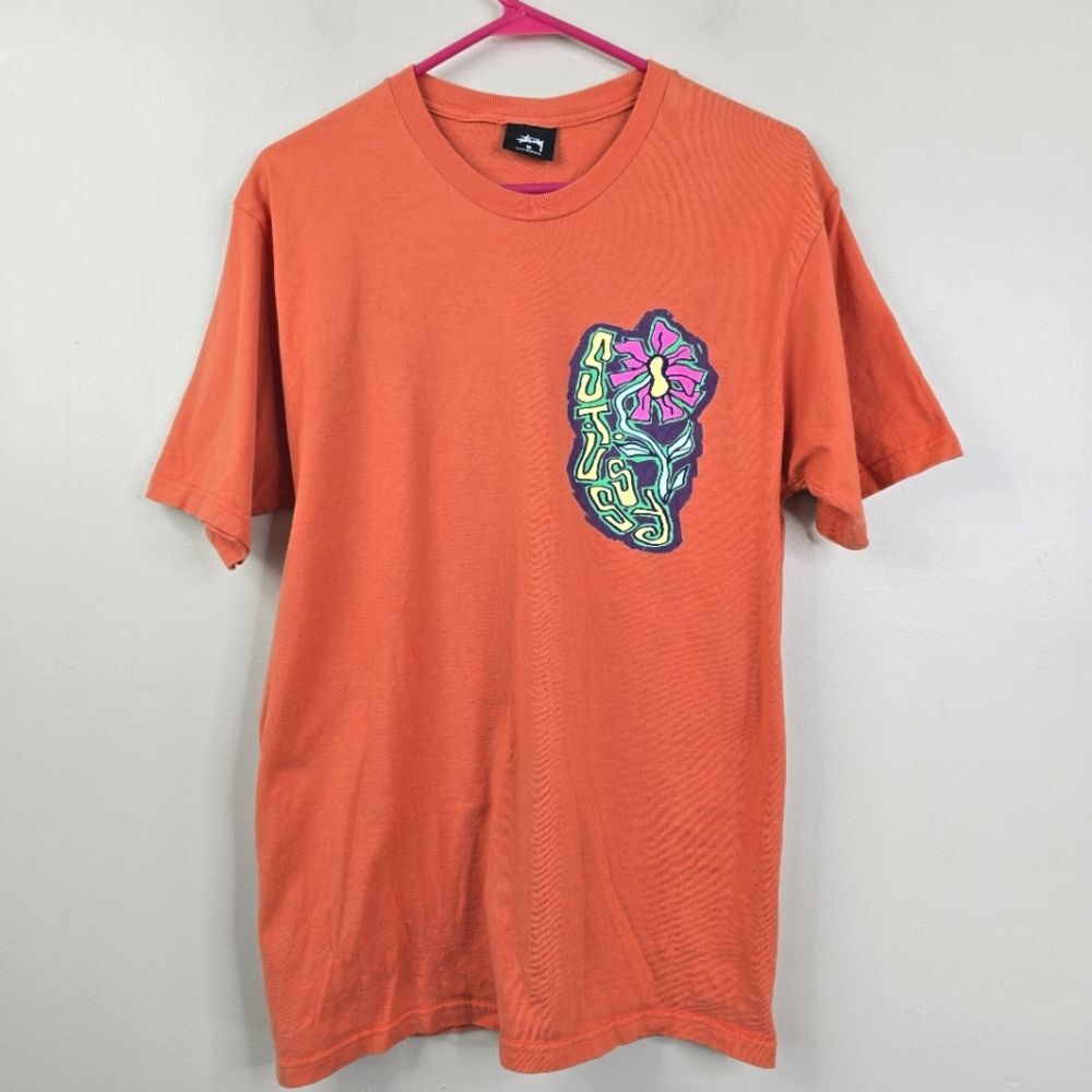 Stussy Mens Short Sleeve Frontside Cotton Graphic Tee Medium